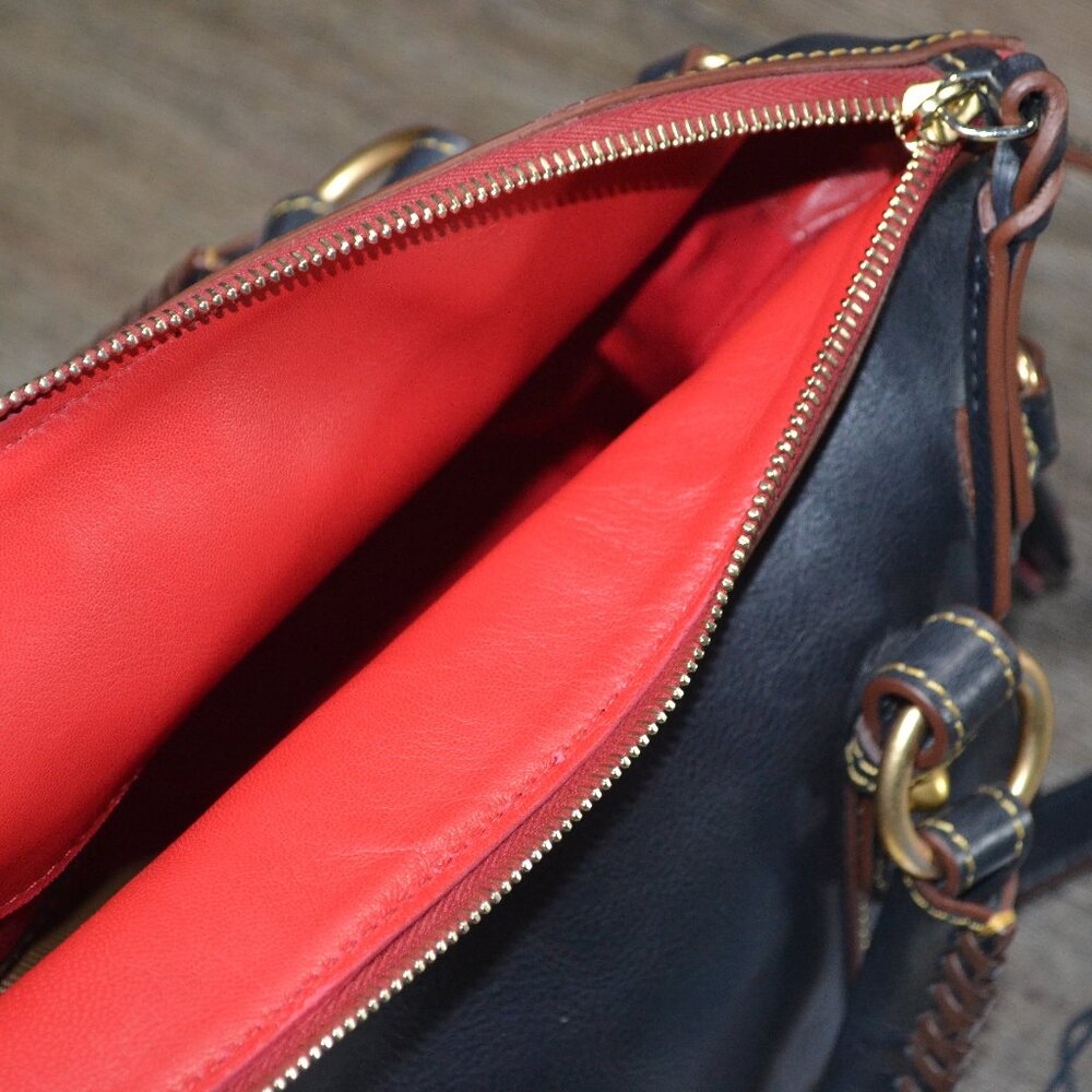 Dooney & Bourke Navy Florentine Small Satchel Purse Bag Fab Condition - Picture 9 of 10